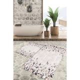 Viyana Home Dijital Baskılı Kaymaz Tabanlı Yıkanabilir 2'li Set Banya Halısı Klozet Takımı Paspas VHKZ-HT-300 - Renkli