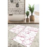 Viyana Home Dijital Baskılı Kaymaz Tabanlı Yıkanabilir 2'li Set Banya Halısı Klozet Takımı Paspas VHKZ-HT-421 - Pembe