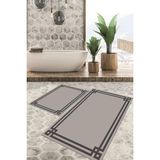 Viyana Home Dijital Baskılı Kaymaz Tabanlı Yıkanabilir 2'li Set Banya Halısı Klozet Takımı Paspas VHKZ-HT-433 - Gri