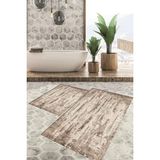 Viyana Home Dijital Baskılı Kaymaz Tabanlı Yıkanabilir 2'li Set Banya Halısı Klozet Takımı Paspas VHKZ-HT-466 - Kahverengi