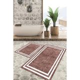 Viyana Home Dijital Baskılı Kaymaz Tabanlı Yıkanabilir 2'li Set Banya Halısı Klozet Takımı Paspas VHKZ-HT-577 - Pembe