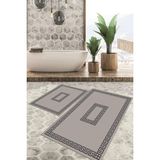 Viyana Home Dijital Baskılı Kaymaz Tabanlı Yıkanabilir 2'li Set Banya Halısı Klozet Takımı Paspas VHKZ-HT-598 - Gri