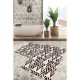 Viyana Home Dijital Baskılı Kaymaz Tabanlı Yıkanabilir 2'li Set Banya Halısı Klozet Takımı Paspas VHKZ-HT-783 - Kahverengi
