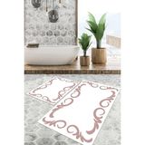 Viyana Home Dijital Baskılı Kaymaz Tabanlı Yıkanabilir 2'li Set Banya Halısı Klozet Takımı Paspas VHKZ-HT-871 - Pembe - Lila