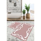 Viyana Home Dijital Baskılı Kaymaz Tabanlı Yıkanabilir 2'li Set Banya Halısı Klozet Takımı Paspas VHKZ-HT-872 - Pembe