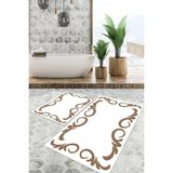Viyana Home Dijital Baskılı Kaymaz Tabanlı Yıkanabilir 2'li Set Banya Halısı Klozet Takımı Paspas VHKZ-HT-873 - Ahşap Rengi