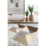 Viyana Home Dijital Baskılı Kaymaz Tabanlı Yıkanabilir 2'li Set Banya Halısı Klozet Takımı Paspas VHKZ-HT-925 - Kahverengi