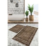 Viyana Home Dijital Baskılı Kaymaz Tabanlı Yıkanabilir 2'li Set Banya Halısı Klozet Takımı Paspas VHKZ-HT-974 - Kahverengi