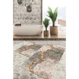 Viyana Home Dijital Baskılı Kaymaz Tabanlı Yıkanabilir 2'li Set Banya Halısı Klozet Takımı Paspas VHKZ-HY-1122 - Gri