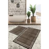 Viyana Home Dijital Baskılı Kaymaz Tabanlı Yıkanabilir 2'li Set Banya Halısı Klozet Takımı Paspas VHKZ-HY-1244 - Kahverengi