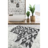 Viyana Home Dijital Baskılı Kaymaz Tabanlı Yıkanabilir 2'li Set Banya Halısı Klozet Takımı Paspas VHKZ-SD-1008 - Gri