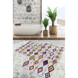 Viyana Home Dijital Baskılı Kaymaz Tabanlı Yıkanabilir 2'li Set Banya Halısı Klozet Takımı Paspas VHKZ-SD-1182 - Gri