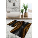 Viyana Home Dijital Baskılı Kaymaz Tabanlı Yıkanabilir 2'li Set Banya Halısı Klozet Takımı Paspas VHKZ-SD-283 - Kahverengi