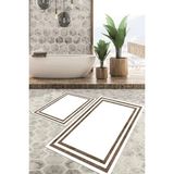 Viyana Home Dijital Baskılı Kaymaz Tabanlı Yıkanabilir 2'li Set Banya Halısı Klozet Takımı Paspas VHKZ-SD-302 - Kahverengi