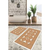 Viyana Home Dijital Baskılı Kaymaz Tabanlı Yıkanabilir 2'li Set Banya Halısı Klozet Takımı Paspas VHKZ-SD-335 - Kahverengi