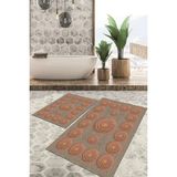 Viyana Home Dijital Baskılı Kaymaz Tabanlı Yıkanabilir 2'li Set Banya Halısı Klozet Takımı Paspas VHKZ-SD-372 - Kahverengi