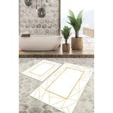 Viyana Home Dijital Baskılı Kaymaz Tabanlı Yıkanabilir 2'li Set Banya Halısı Klozet Takımı Paspas VHKZ-SD-440 - Gold