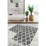 Viyana Home Dijital Baskılı Kaymaz Tabanlı Yıkanabilir 2'li Set Banya Halısı Klozet Takımı Paspas VHKZ-SD-514 - Gri