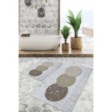 Viyana Home Dijital Baskılı Kaymaz Tabanlı Yıkanabilir 2'li Set Banya Halısı Klozet Takımı Paspas VHKZ-SD-783 - Gri