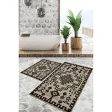 Viyana Home Dijital Baskılı Kaymaz Tabanlı Yıkanabilir 2'li Set Banya Halısı Klozet Takımı Paspas VHKZ-SD-808 - Kahverengi - 112