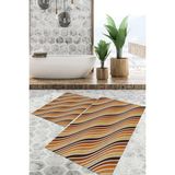 Viyana Home Dijital Baskılı Kaymaz Tabanlı Yıkanabilir 2'li Set Banya Halısı Klozet Takımı Paspas VHKZ-SD-822 - Kahverengi