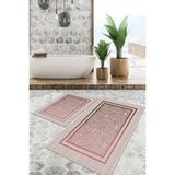 Viyana Home Dijital Baskılı Kaymaz Tabanlı Yıkanabilir 2'li Set Banya Halısı Klozet Takımı Paspas VHKZ-SD-835 - Pembe