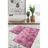 Viyana Home Dijital Baskılı Kaymaz Tabanlı Yıkanabilir 2'li Set Banya Halısı Klozet Takımı Paspas VHKZ-SD-846 - Pembe