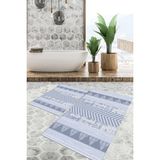 Viyana Home Dijital Baskılı Kaymaz Tabanlı Yıkanabilir 2'li Set Banya Halısı Klozet Takımı Paspas VHKZ-SD-851 - Gri - 95