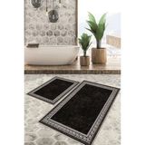 Viyana Home Dijital Baskılı Kaymaz Tabanlı Yıkanabilir 2'li Set Banya Halısı Klozet Takımı Paspas VHKZ-SD-865 - Kahverengi - 123