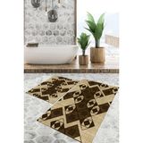 Viyana Home Dijital Baskılı Kaymaz Tabanlı Yıkanabilir 2'li Set Banya Halısı Klozet Takımı Paspas VHKZ-SD-889 - Kahverengi - 101