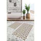 Viyana Home Dijital Baskılı Kaymaz Tabanlı Yıkanabilir 2'li Set Banya Halısı Klozet Takımı Paspas VHKZ-SD-897 - Kahverengi