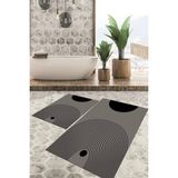 Viyana Home Dijital Baskılı Kaymaz Tabanlı Yıkanabilir 2'li Set Banya Halısı Klozet Takımı Paspas VHKZ-SD-908 - Gri
