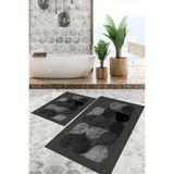 Viyana Home Dijital Baskılı Kaymaz Tabanlı Yıkanabilir 2'li Set Banya Halısı Klozet Takımı Paspas VHKZ-SD-916 - Gri - 56
