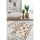 Viyana Home Dijital Baskılı Kaymaz Tabanlı Yıkanabilir 2'li Set Banya Halısı Klozet Takımı Paspas VHKZ-SD-955 - Gri - 143