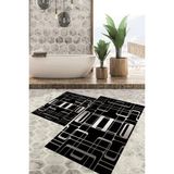 Viyana Home Dijital Baskılı Kaymaz Tabanlı Yıkanabilir 2'li Set Banya Halısı Klozet Takımı Paspas VHKZ-SD-973 - Gri