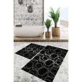 Viyana Home Dijital Baskılı Kaymaz Tabanlı Yıkanabilir 2'li Set Banya Halısı Klozet Takımı Paspas VHKZ-SD-979 - Gri
