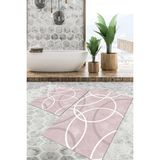 Viyana Home Dijital Baskılı Kaymaz Tabanlı Yıkanabilir 2'li Set Banya Halısı Klozet Takımı Paspas VHKZ-SD-994 - Pembe - 72