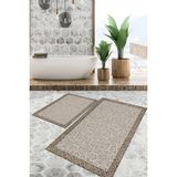 Viyana Home Dijital Baskılı Kaymaz Tabanlı Yıkanabilir 2'li Set Banya Halısı Klozet Takımı Paspas VHKZ-SD-998 - Kahverengi - 155