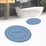 Viyana Home Dijital Baskılı Kaymaz Yıkanabilir Yuvarlak Ikili Banyo Paspas Klozet Takımı, V-Y-Klozet-04-Mavi, - 40 x 60 cm - 60 x 100 cm
