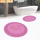 Viyana Home Dijital Baskılı Kaymaz Yıkanabilir Yuvarlak Ikili Banyo Paspas Klozet Takımı, V-Y-Klozet-18-Pembe, - 100 x 60 cm