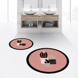 Viyana Home Dijital Baskılı Kaymaz Yıkanabilir Yuvarlak Ikili Banyo Paspas Klozet Takımı, V-Y-Klozet-22-Pembe, - Renkli