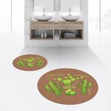 Viyana Home Dijital Baskılı Kaymaz Yıkanabilir Yuvarlak Ikili Banyo Paspas Klozet Takımı, V-Y-Klozet-23-Kahve, - Kahverengi - 40 x 60 cm - 60 x 100 cm