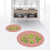 Viyana Home Dijital Baskılı Kaymaz Yıkanabilir Yuvarlak Ikili Banyo Paspas Klozet Takımı, V-Y-Klozet-23-Pembe, - Renkli