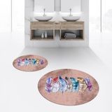 Viyana Home Dijital Baskılı Kaymaz Yıkanabilir Yuvarlak Ikili Banyo Paspas Klozet Takımı, V-Y-Klozet-25-Kahve, - Kahverengi - 40 x 60 cm - 60 x 100 cm