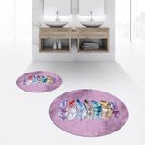 Viyana Home Dijital Baskılı Kaymaz Yıkanabilir Yuvarlak Ikili Banyo Paspas Klozet Takımı, V-Y-Klozet-25-Pembe, - Renkli