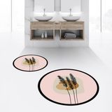Viyana Home Dijital Baskılı Kaymaz Yıkanabilir Yuvarlak Ikili Banyo Paspas Klozet Takımı, V-Y-Klozet-28-Pembe, - 40 x 60 cm - 60 x 100 cm