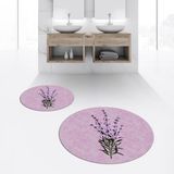 Viyana Home Dijital Baskılı Kaymaz Yıkanabilir Yuvarlak Ikili Banyo Paspas Klozet Takımı, V-Y-Klozet-29-Pembe, - 40 x 60 cm - 60 x 100 cm