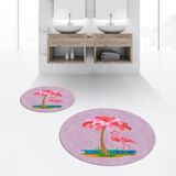 Viyana Home Dijital Baskılı Kaymaz Yıkanabilir Yuvarlak Ikili Banyo Paspas Klozet Takımı, V-Y-Klozet-30-Pembe, - Renkli