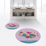 Viyana Home Dijital Baskılı Kaymaz Yıkanabilir Yuvarlak Ikili Banyo Paspas Klozet Takımı, V-Y-Klozet-31-Pembe, - Renkli