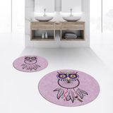 Viyana Home Dijital Baskılı Kaymaz Yıkanabilir Yuvarlak Ikili Banyo Paspas Klozet Takımı, V-Y-Klozet-35-Pembe, - Renkli